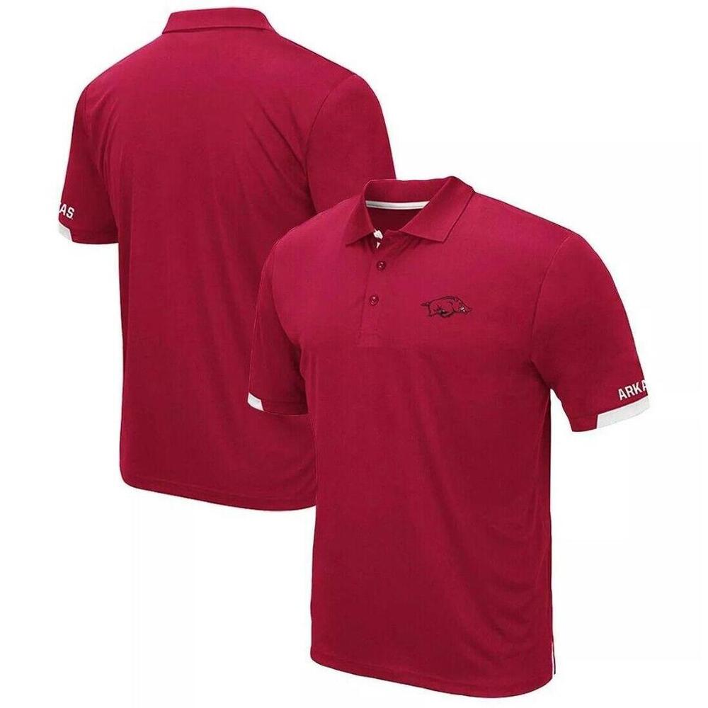 Colosseum Men's Cardinal Arkansas Razorbacks Polo Shirt Sz XL